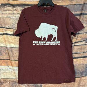 West Texas A&M WTAMU Buffaloes The Buff Branding Maroon T-Shirt Medium Gildan